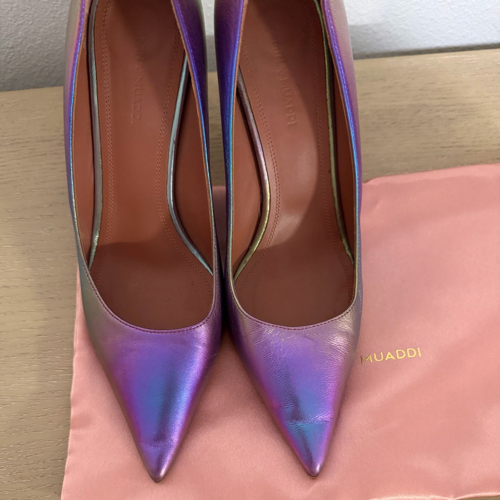 Amina Muaddi Ami Iridescent Pumps - Picture 2 of 9